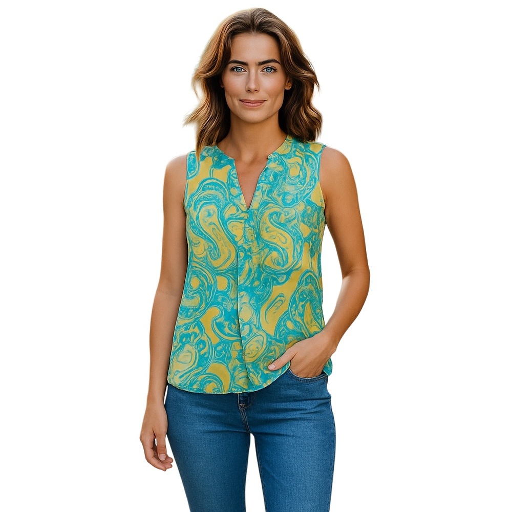 Ann Taylor Green Blouse with Flowing Design